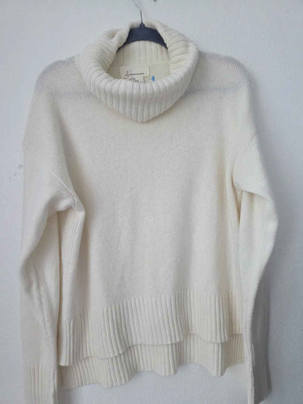 By Anthropologie Cream Turtleneck Sweater, Viscose Blend, Relaxed Fit, Size S